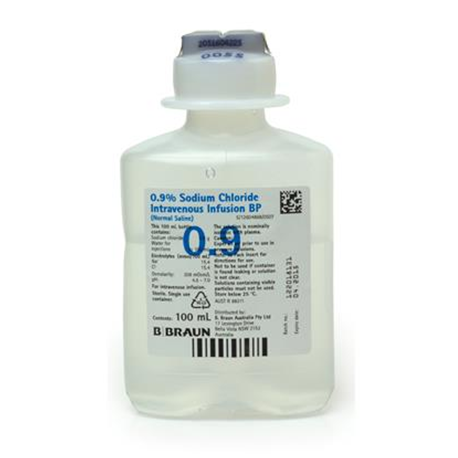 B Braun Sodium Chloride 0.9% IV Inf, Ecoflac, 100ml, 50 bot/box